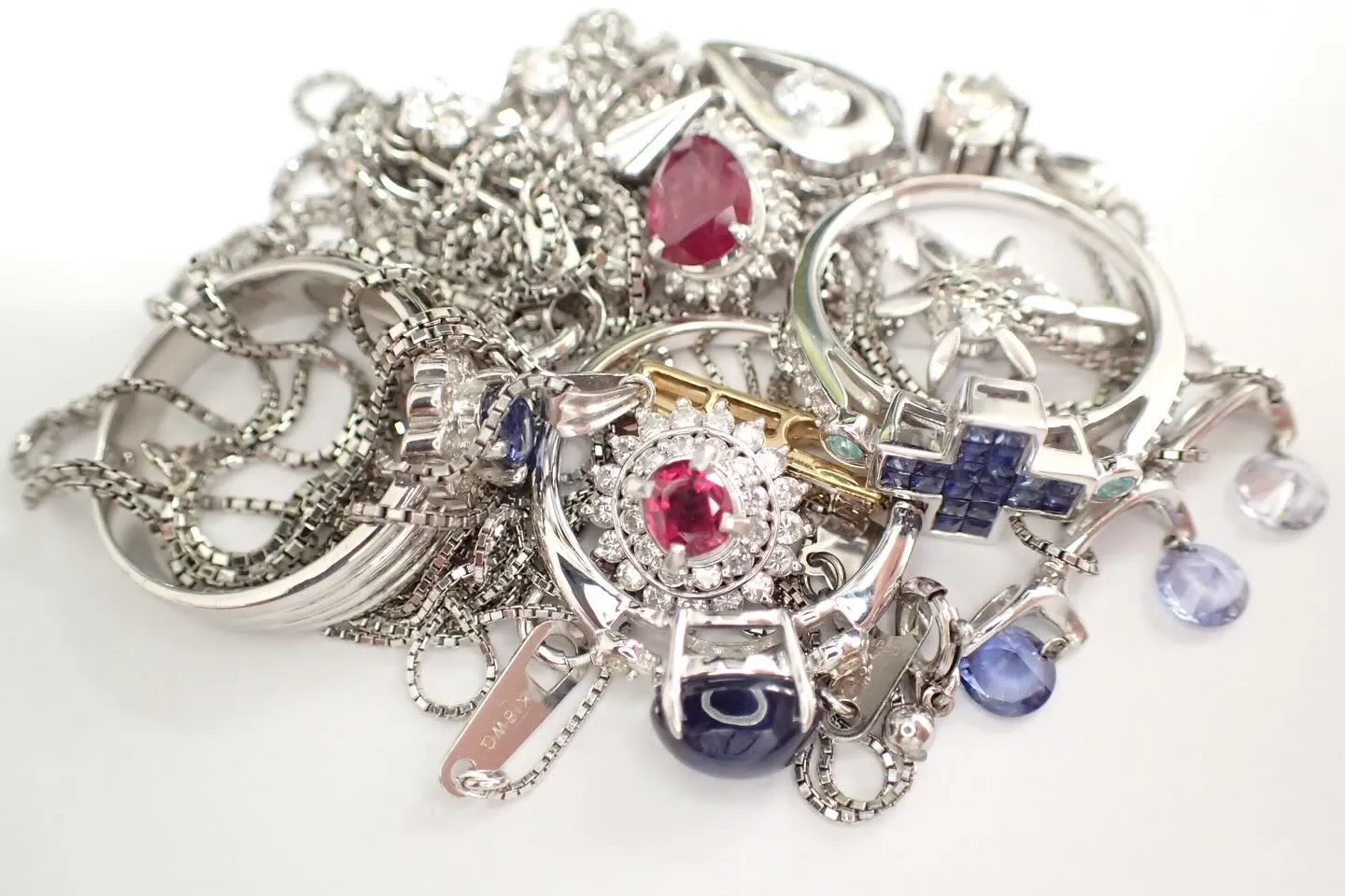 貴金属ジュエリー宝石金プラチナダイヤルビーサファイア18金P...