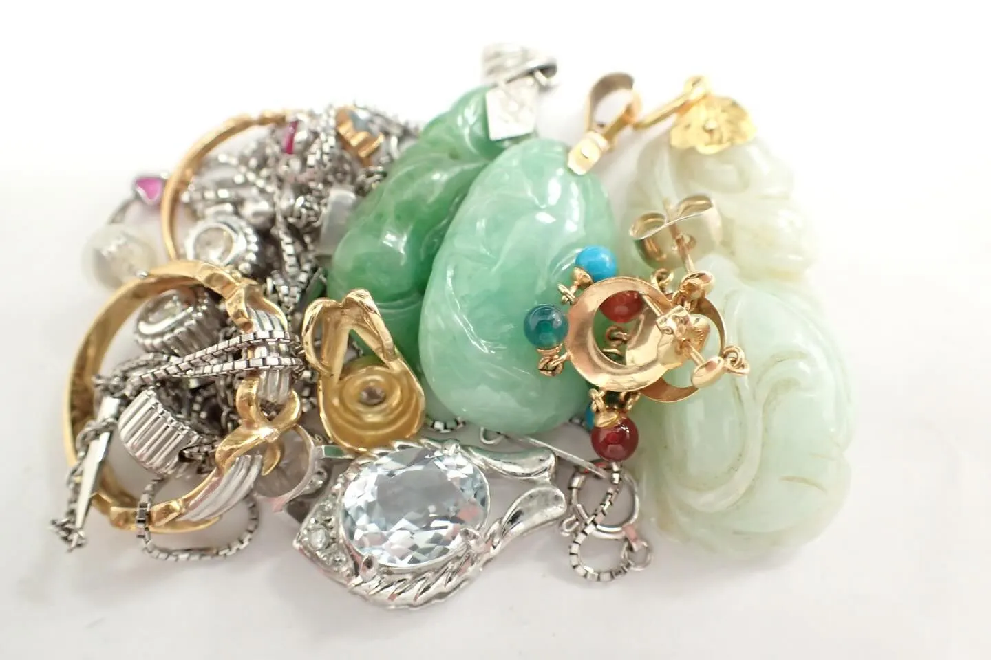 貴金属ジュエリー宝石金プラチナダイヤ翡翠ヒスイK18Pt90...