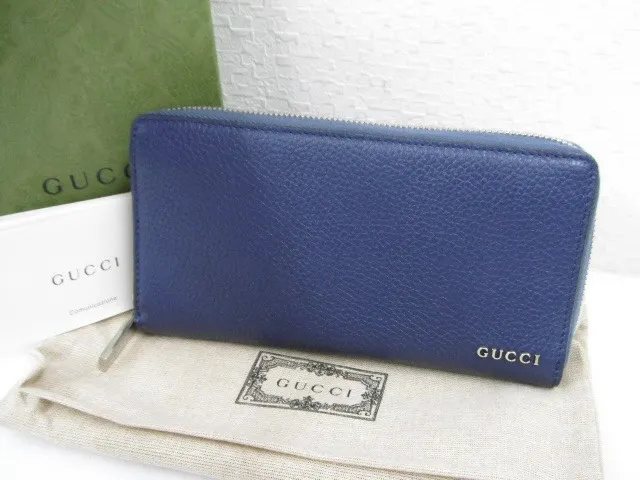 GUCCIグッチの小物771154レザーラウンドジップロゴ長...