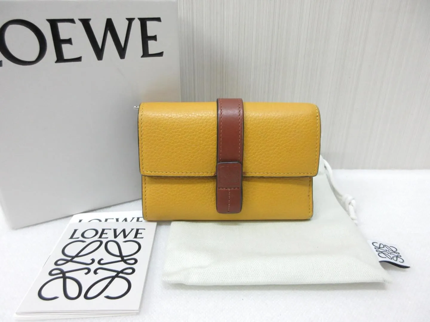 LOEWEロエベの小物レザースモールバーティカルウォレット財...